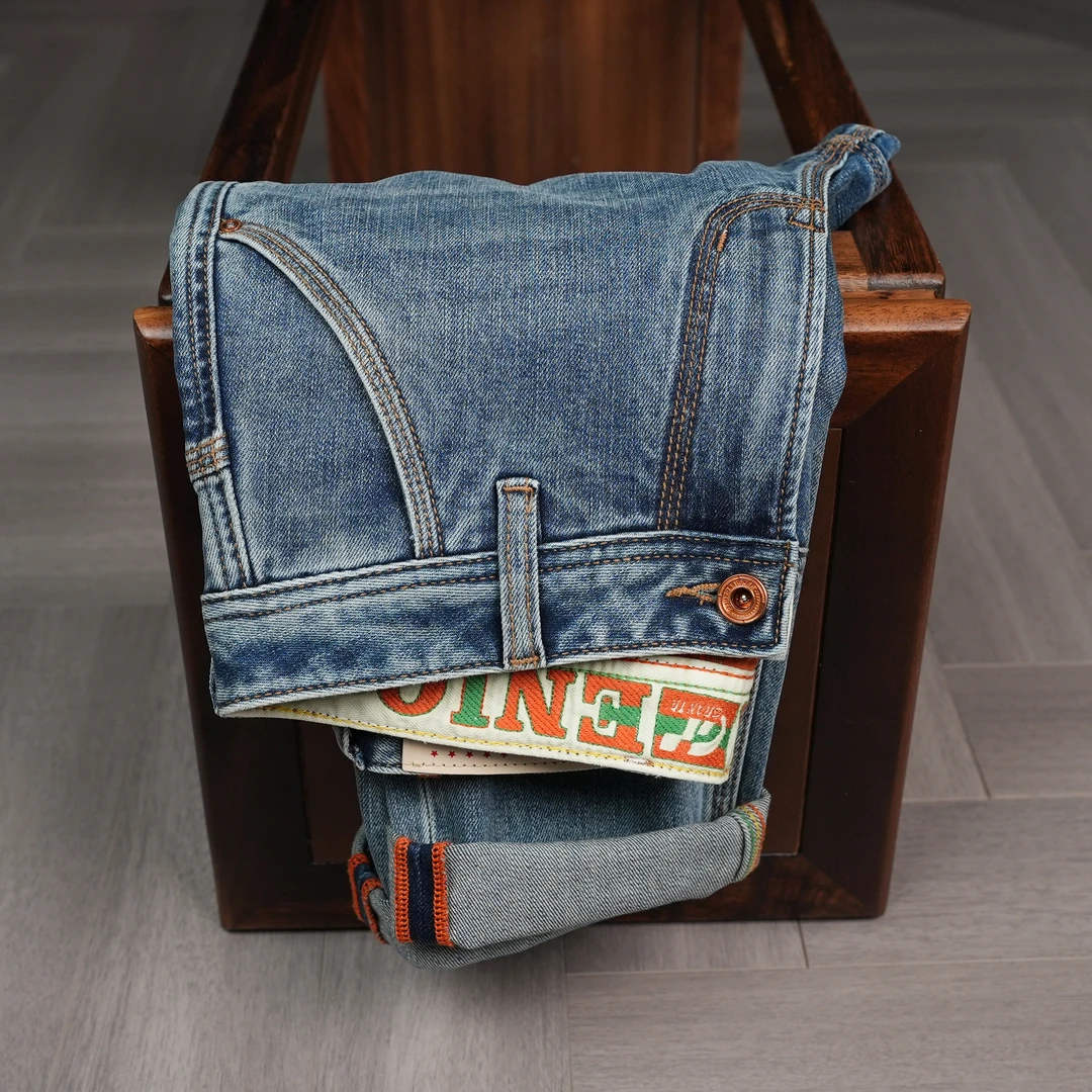 春夏薄款男士简约百搭牛仔裤斜口袋男裤子微弹修身小直筒休闲男装