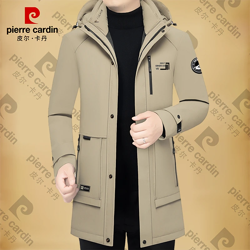 皮尔卡丹冬季羽绒冲锋防寒服男外套中年可脱卸内胆派克服男装保暖