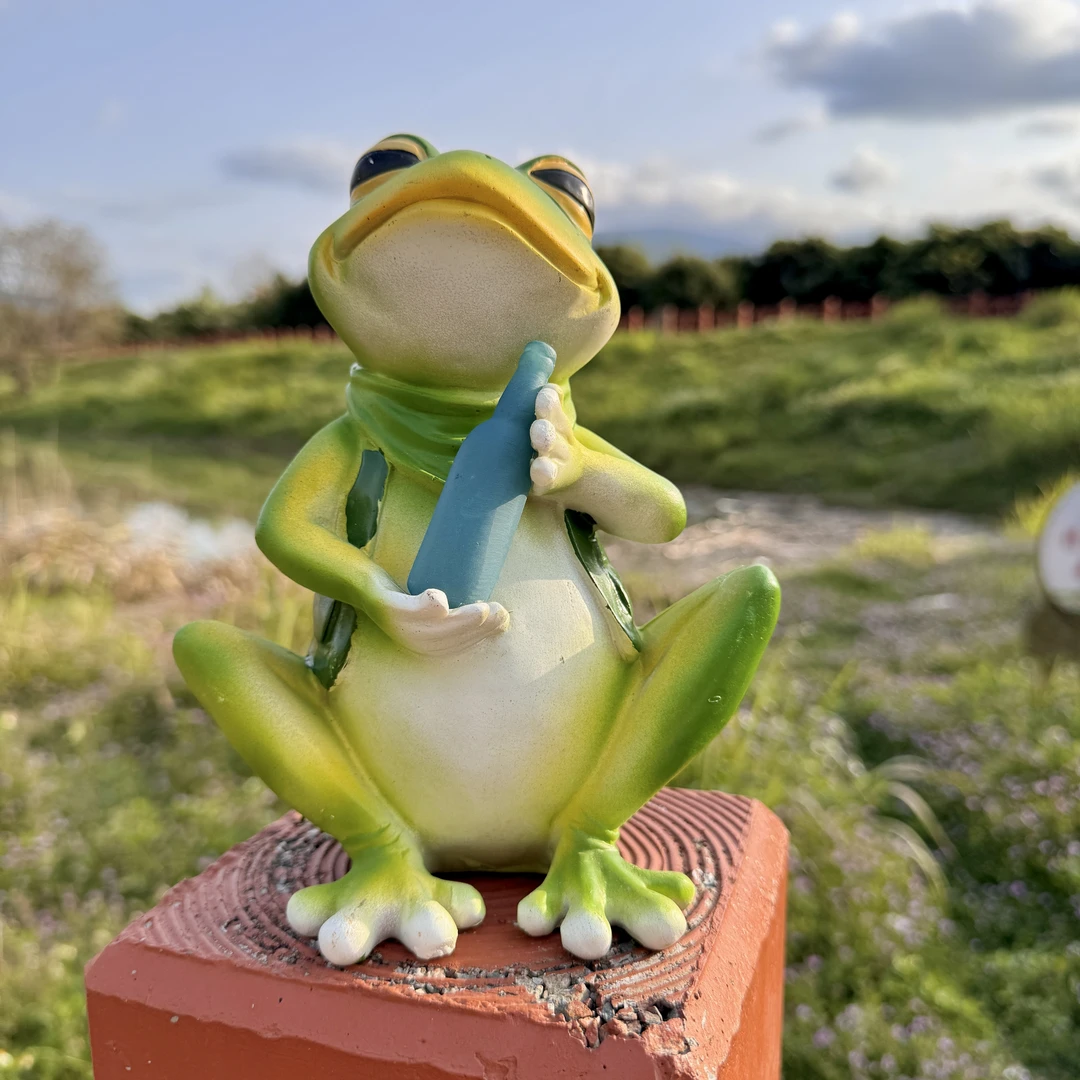 青蛙抱瓶子花园池塘院子造景装饰品太阳能发光摆件庭院景观小品