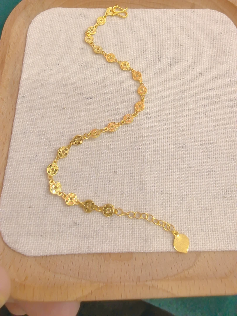 足金999碎冰冰满币手链5G黄金手链时尚精致百搭黄金首饰手链C4099