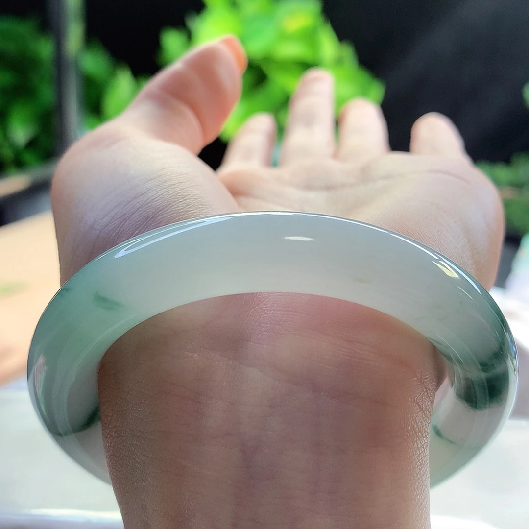 未镶嵌手镯翡翠天然A货翡翠56-57水墨丹青 落落大方