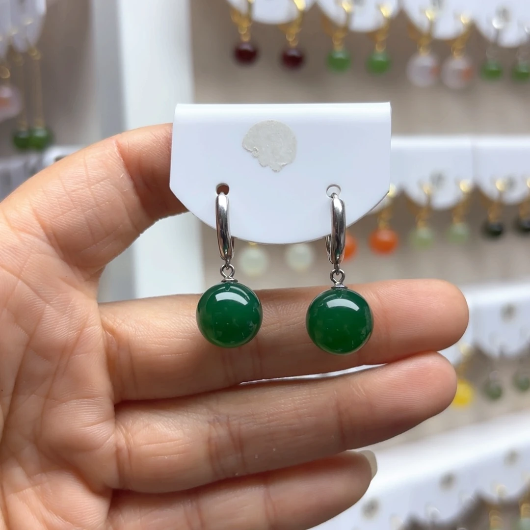 玛瑙/玉髓耳饰银S925镶嵌