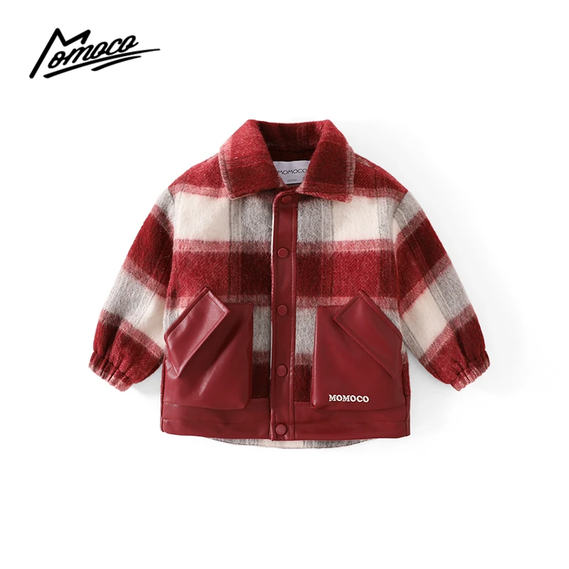 MOMOCO冬季新款男童时尚格子夹棉洋气年款拜年外套75480125049