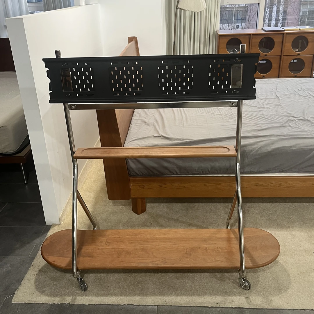 木邻【瑕疵特价双层】来往电视支架樱桃木实木北欧可移动