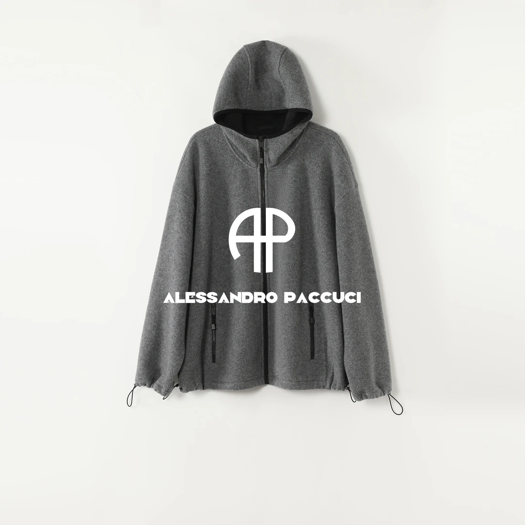 AP洛哥53174WT高比例羊毛连帽抽绳拉链时尚百搭休闲外套