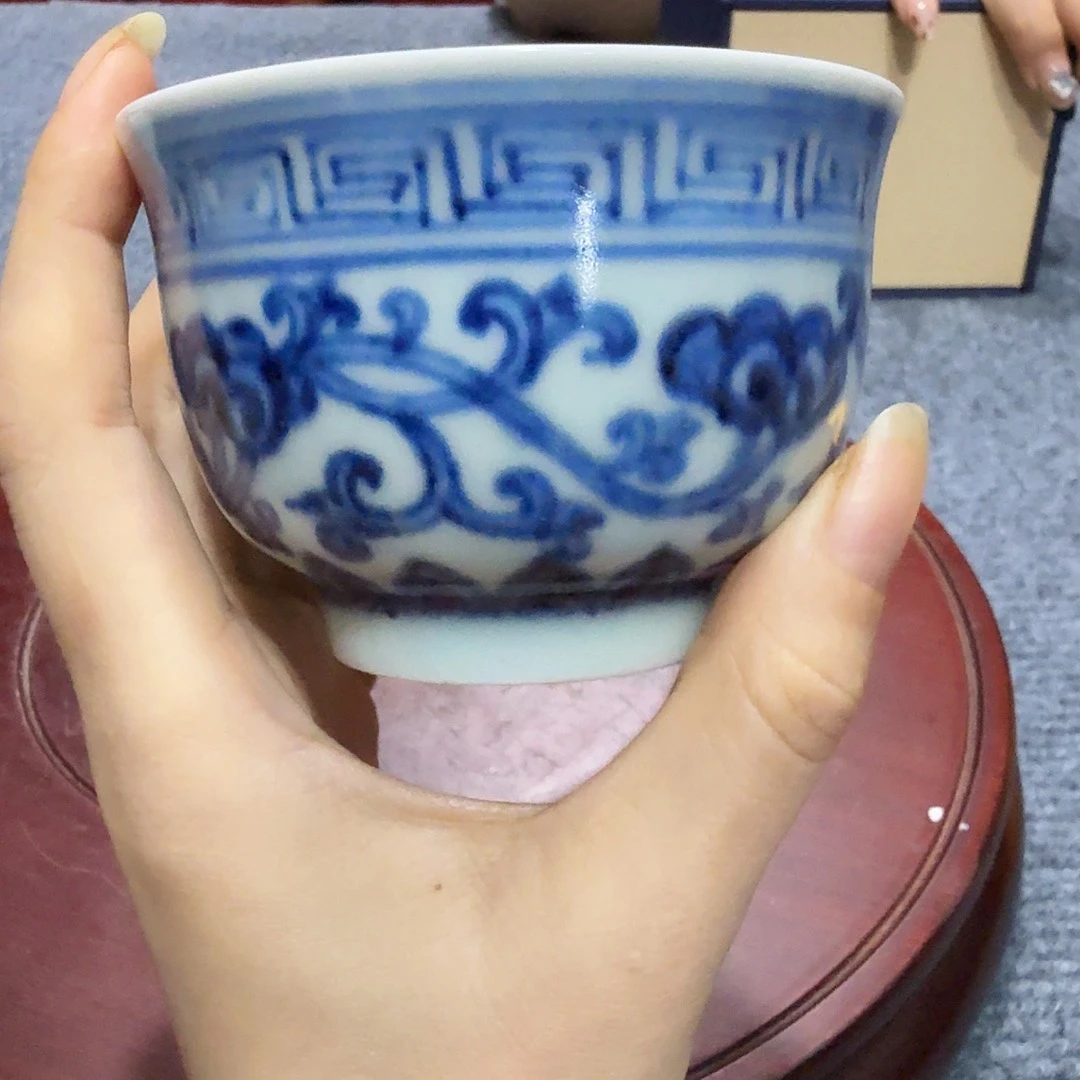 5***5瓷片青花杯子一件完整完整完整