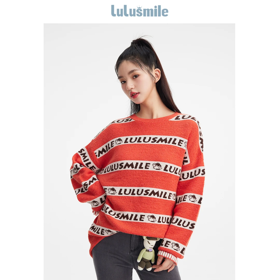 【高高甄选】lulusmile元宇宙新款品牌logo印花针织套头衫