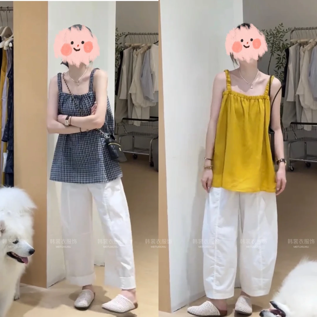 夏季韩系设计感时尚上衣搭配休闲裤两件套