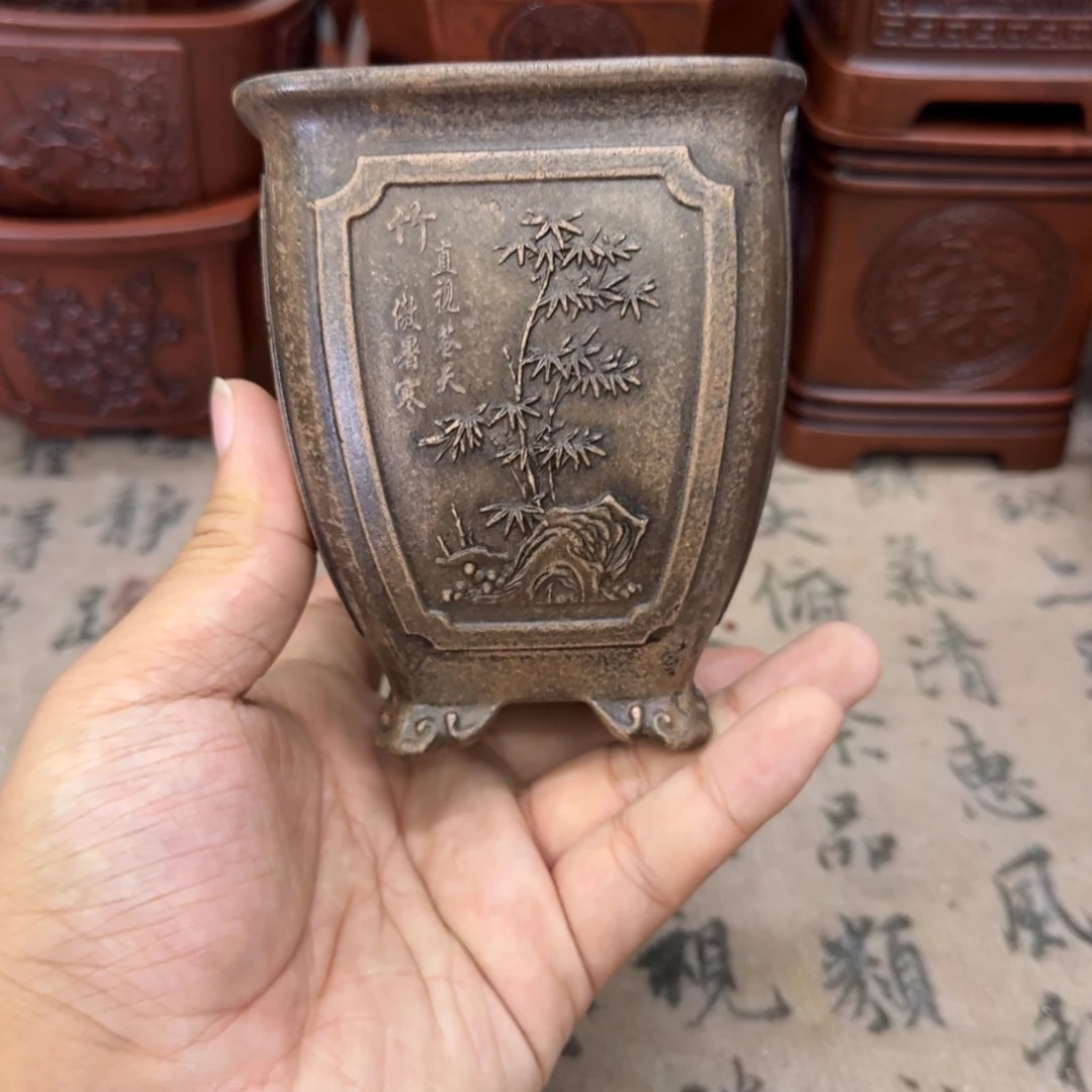 紫砂花盆7.5x9.5内经紫砂花盆