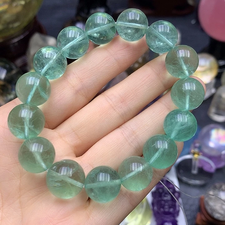 未镶嵌珠宝奇石萤石天然绿萤石手串14mm➕
