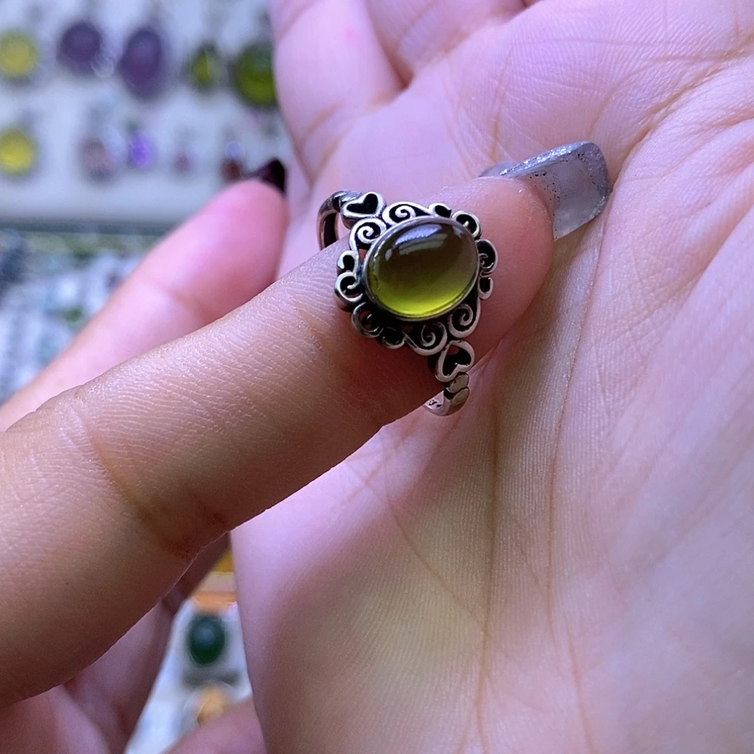 岫玉银S925镶嵌戒指