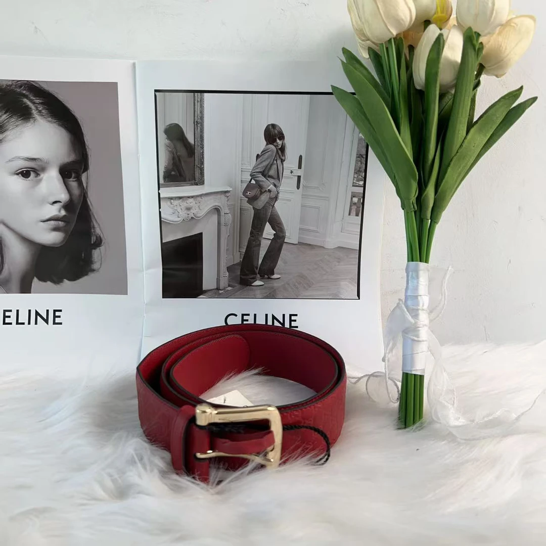 95新 GUCCI/古驰 古驰百搭款红色log腰带