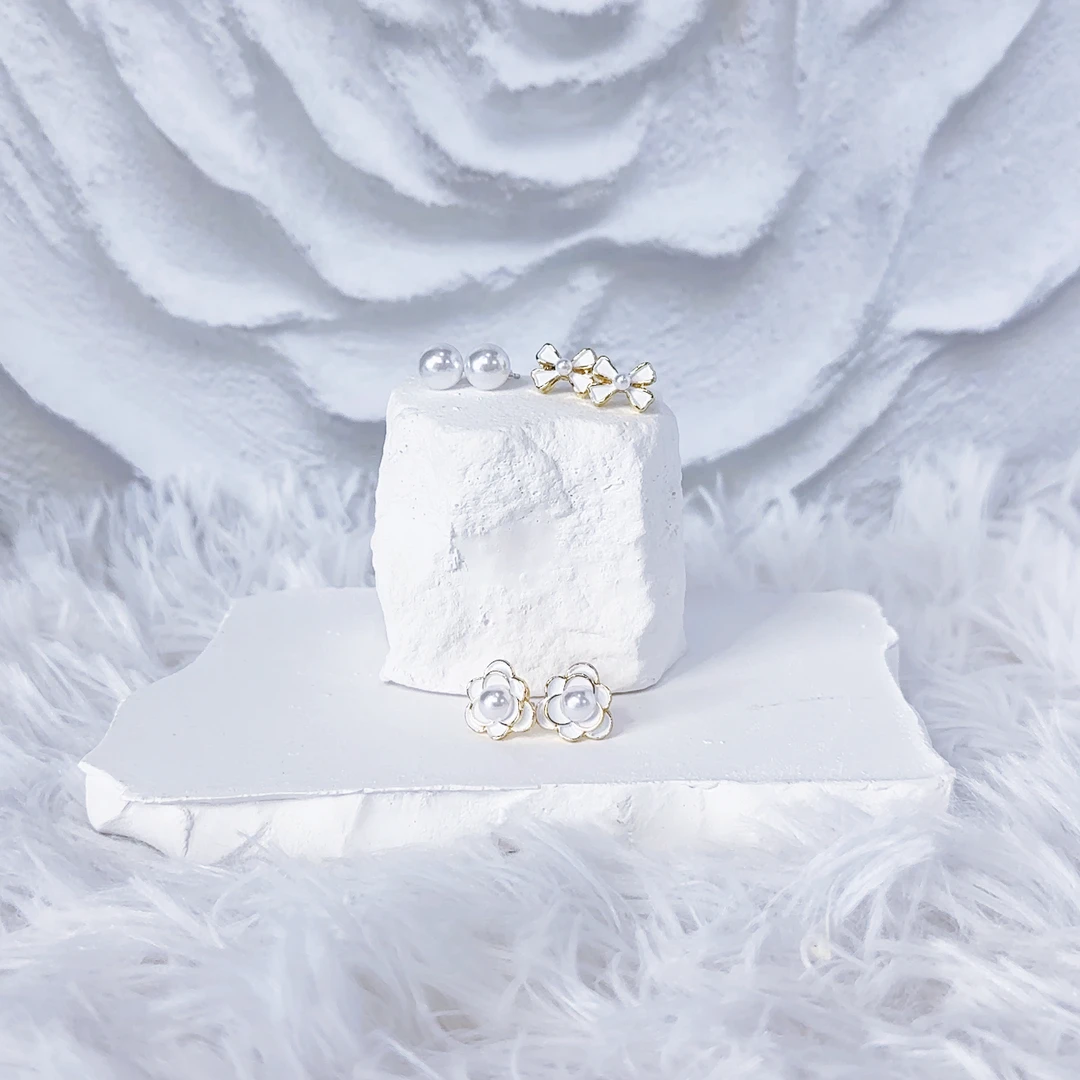 钛钢耳饰 钛钢耳饰 CALLISTA 蝴蝶结山茶花珠珠组合精致百搭简约