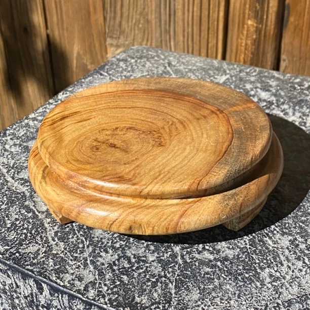 香樟木三足鼎立原木色壶承底座