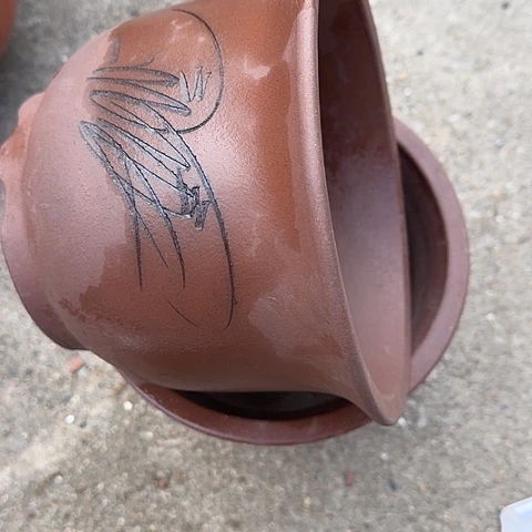 紫砂宜兴紫砂花盆20+20平角金钟