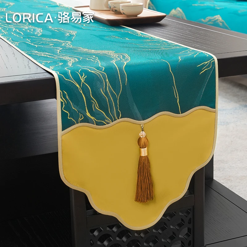 骆易家【江山如画】新中式禅意桌旗茶台桌布长条轻奢高端茶席茶桌垫