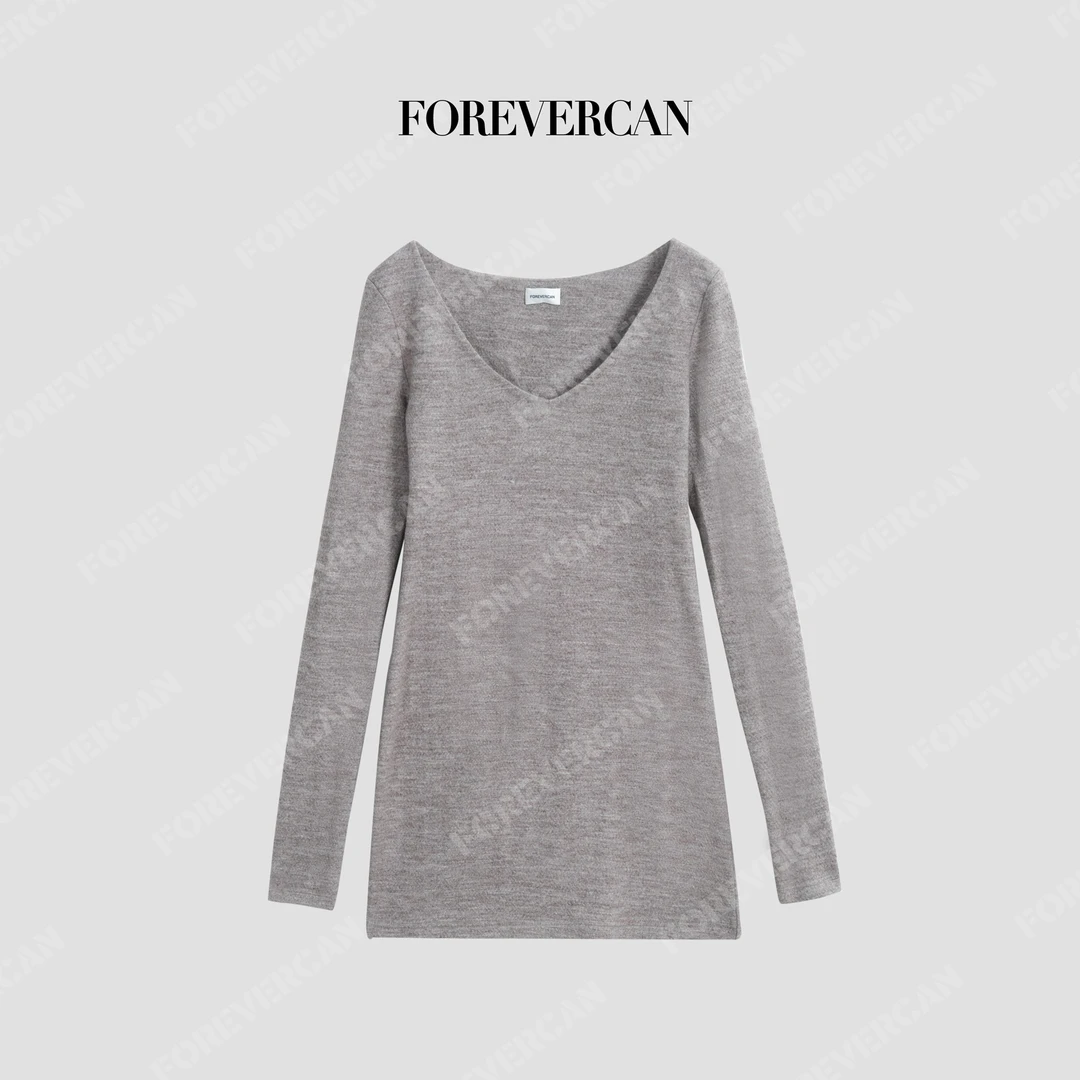 FOREVERCAN“腰精日常”简约桃心领显瘦打底厚织连衣裙 WD22435C