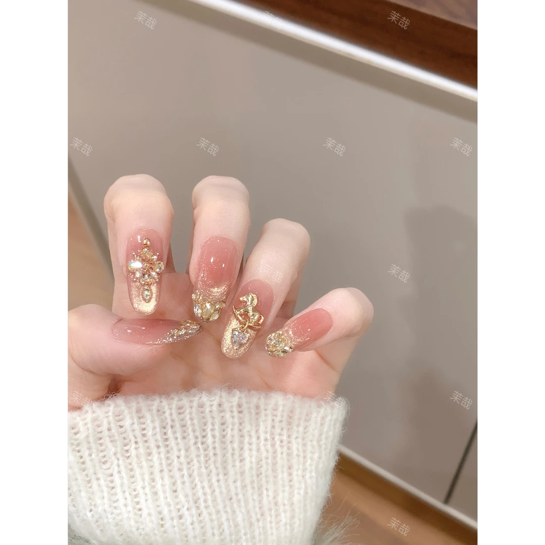 茉哉I【福马踏金】纯手工定制美甲拆卸穿戴甲A5408