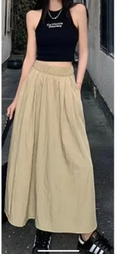 Q635杏时尚休闲山本裙