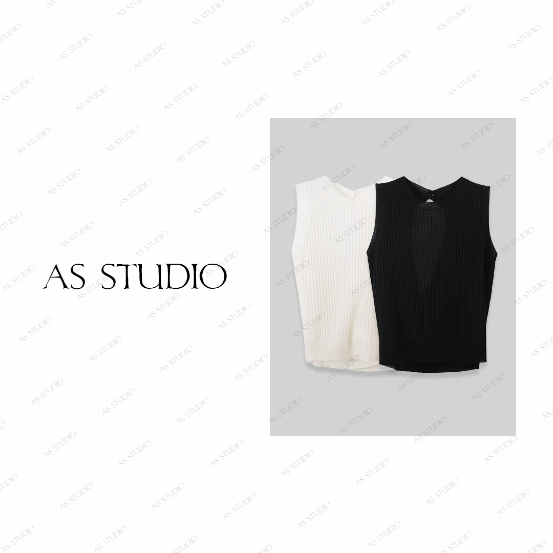 【AS相思扣】25新小心机设计感交叉露背针织冰丝上衣AS25XTX00764