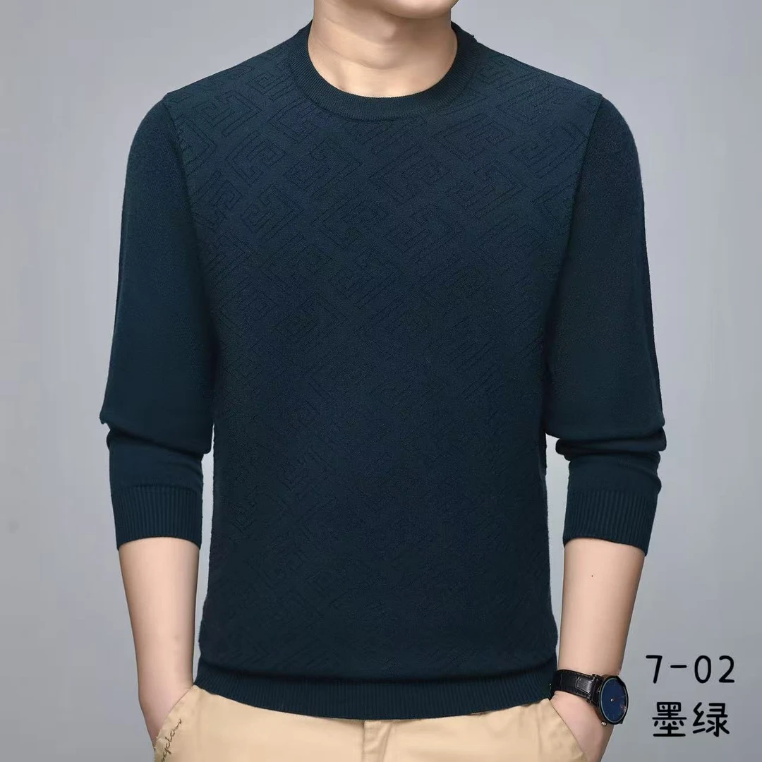 702春秋圆领男士秋季绢丝绒毛衫百搭时尚毛衣休闲