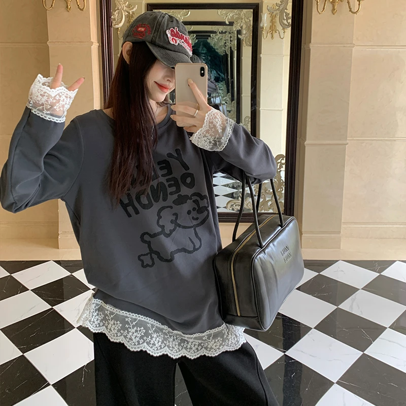 0900119胖MM大码T恤冬季双面德绒大码女装圆领印花长袖打底T恤