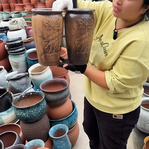 口14高25瑕疵两个盆。