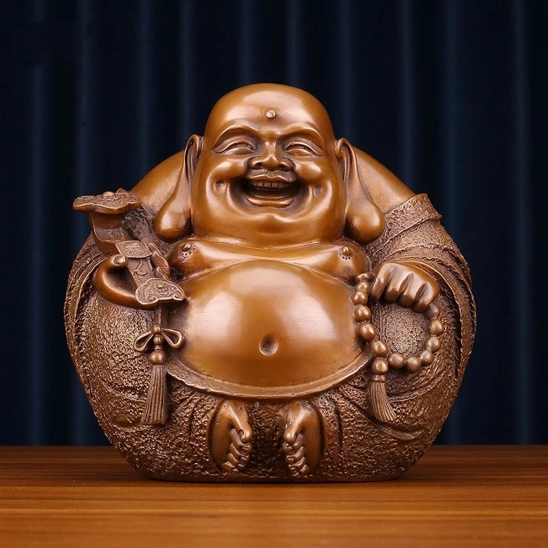铜天下紫铜【一团和气】和气生财弥勒大肚佛家居玄关客厅工艺摆件