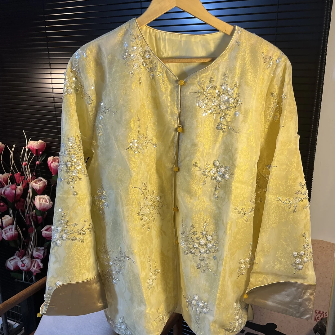 猫家YZM新中式国风重工设计钉珠蕾丝高级感上衣外套8990