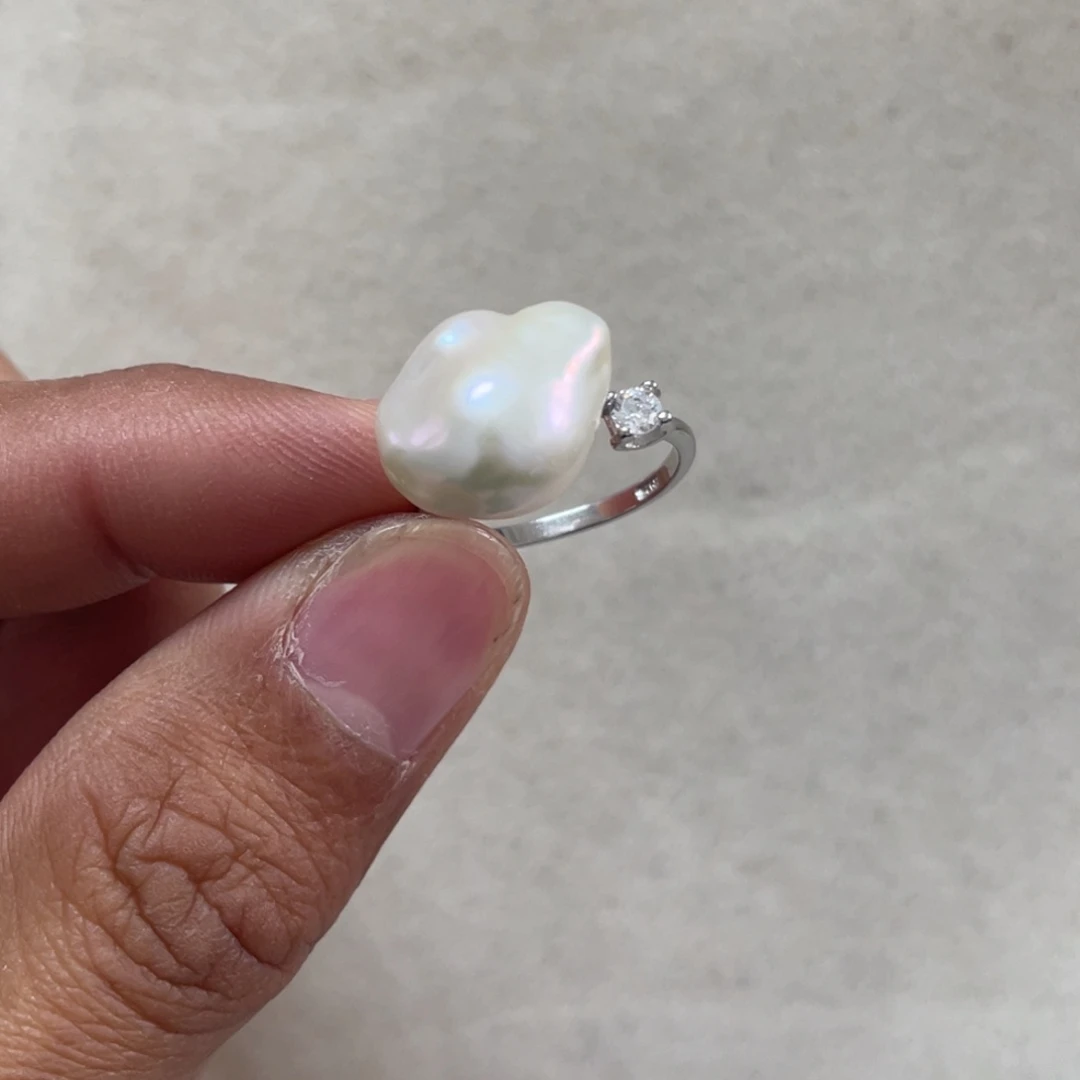 淡水珍珠戒指银S925镶嵌