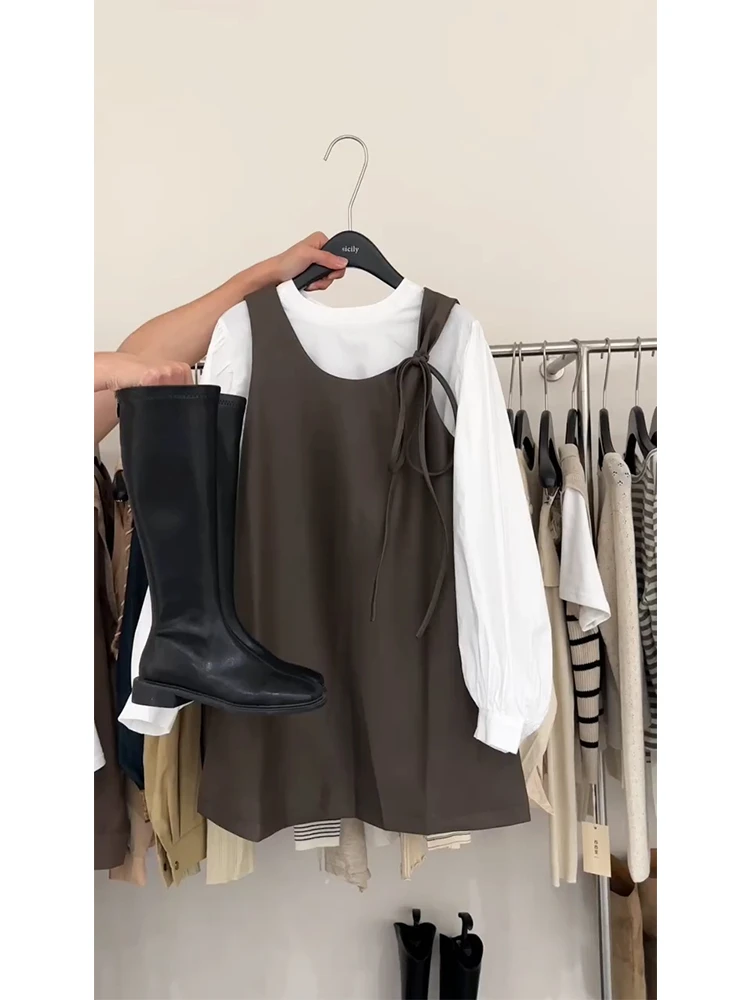 秋季韩系套装女2025新款时尚百搭慵懒风衬衫搭气质感连衣裙两件套