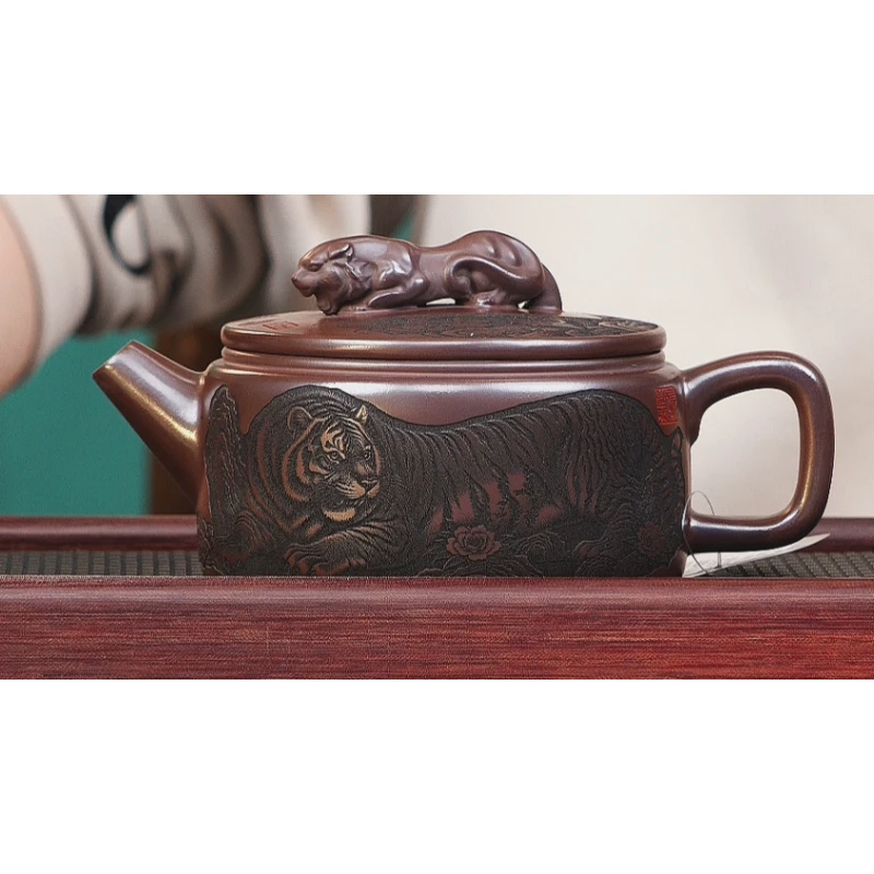 宜兴紫砂 卧虎藏龙 石红 李恒阳 400cc