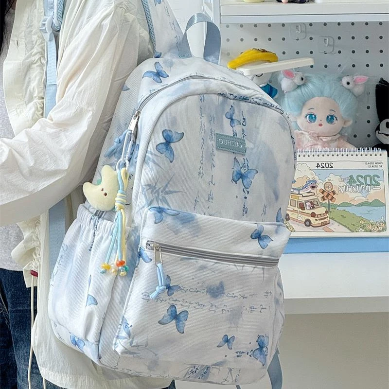 清新甜美初中生高中生小学生印花双肩包防泼水时尚森系大学生背包