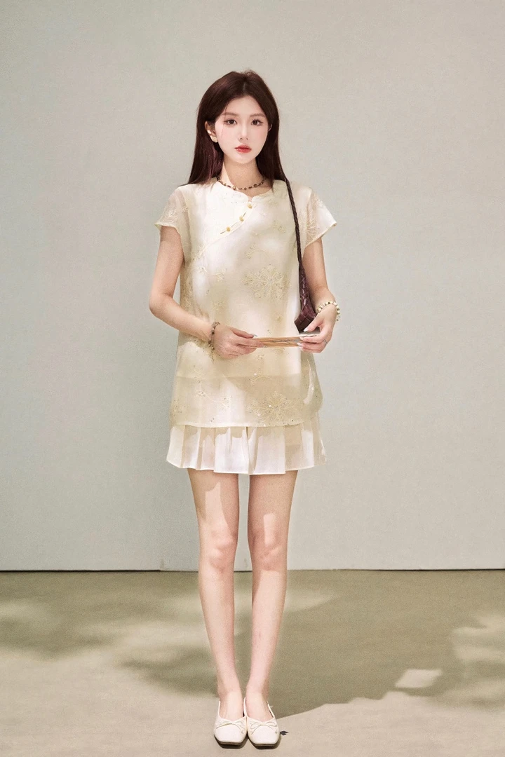 【芝士Cheese】枝间绘雪 复古通勤时尚百搭提花蕾丝气质新中式上衣