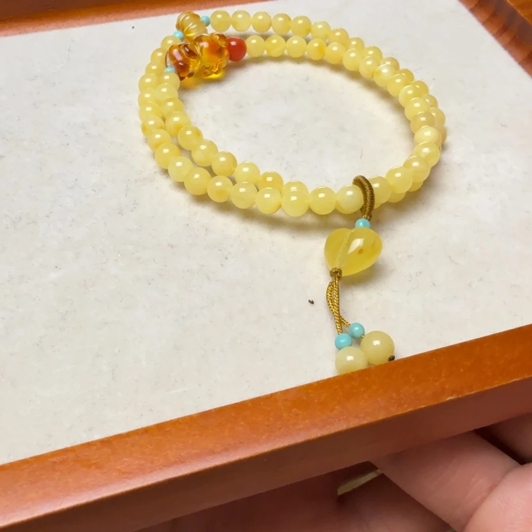 琥珀未镶嵌手链琥珀蜜蜡手链5mm+