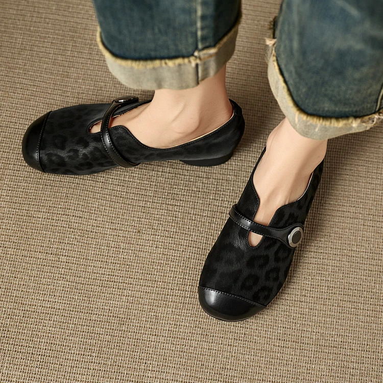 里外纯皮～牛皮2cm复古低跟舒适百搭玛丽珍气质深口女单鞋粗跟新款