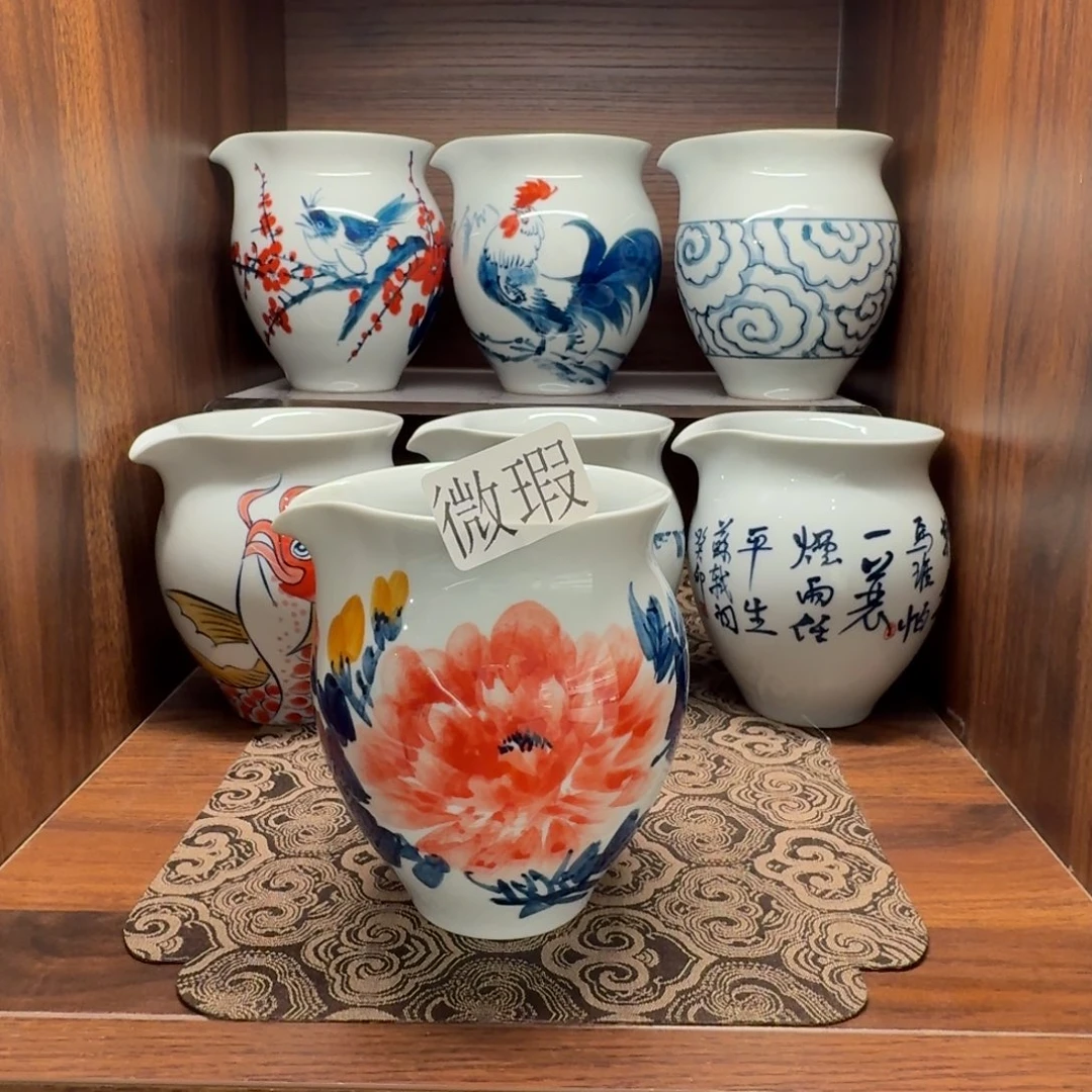 釉下手绘茶具微瑕