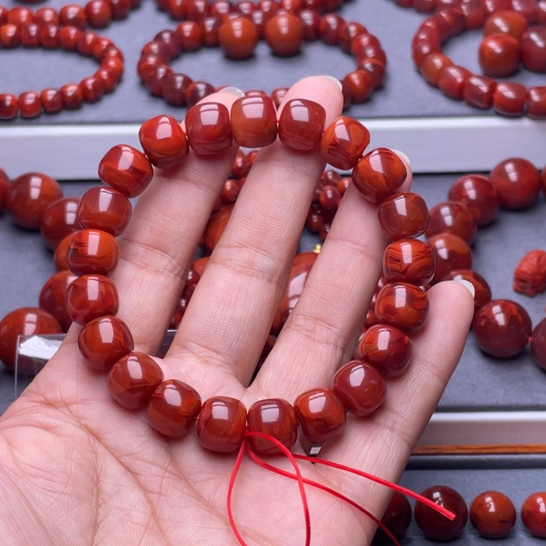 南红玛瑙配珠未镶嵌11.6mm瓦西柿子妖火焰老型手不