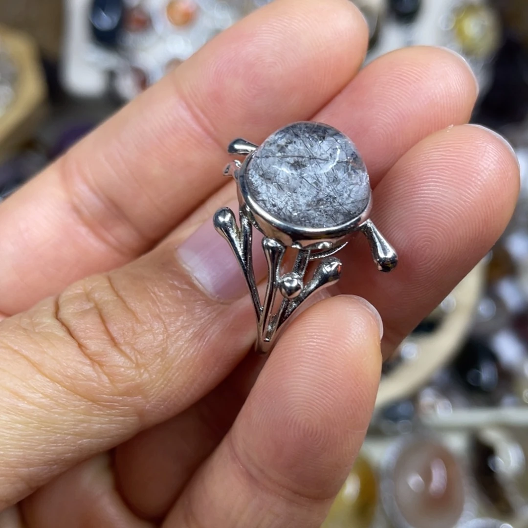 【闪购商品】银S925镶嵌珠宝半成品水晶戒指