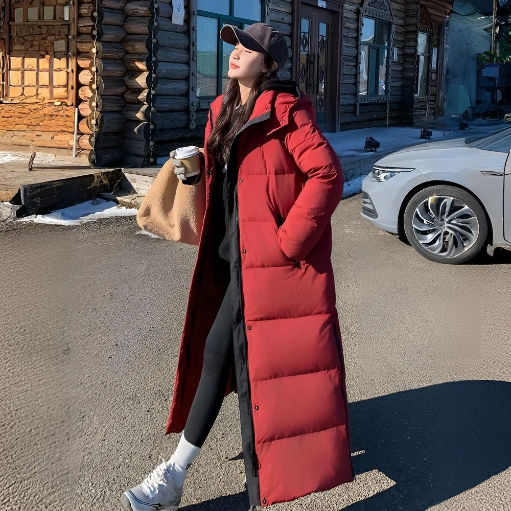 东北长款加厚棉服女幸运红韩系宽松棉衣爆款到脚踝棉袄外套冬