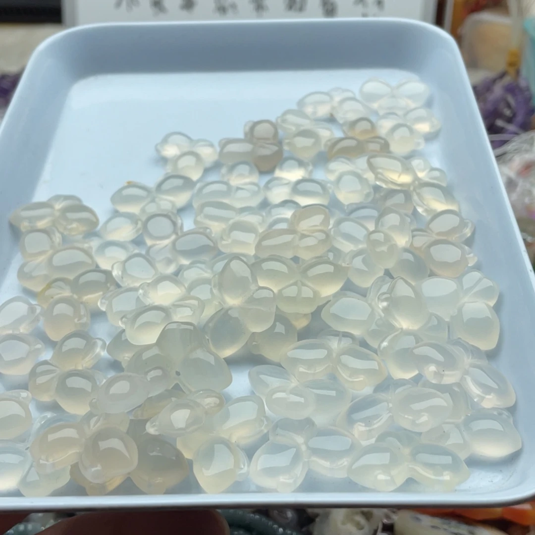 玛瑙/玉髓合金珠宝半成品两个装白玛瑙蝴蝶吊坠24*17mm