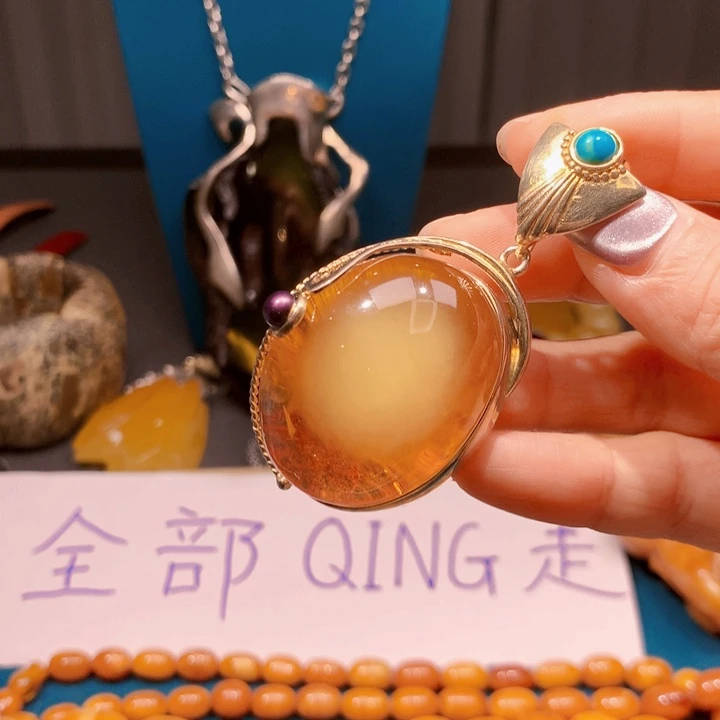 琥珀颈饰未镶嵌波兰设计款琥珀蜜蜡