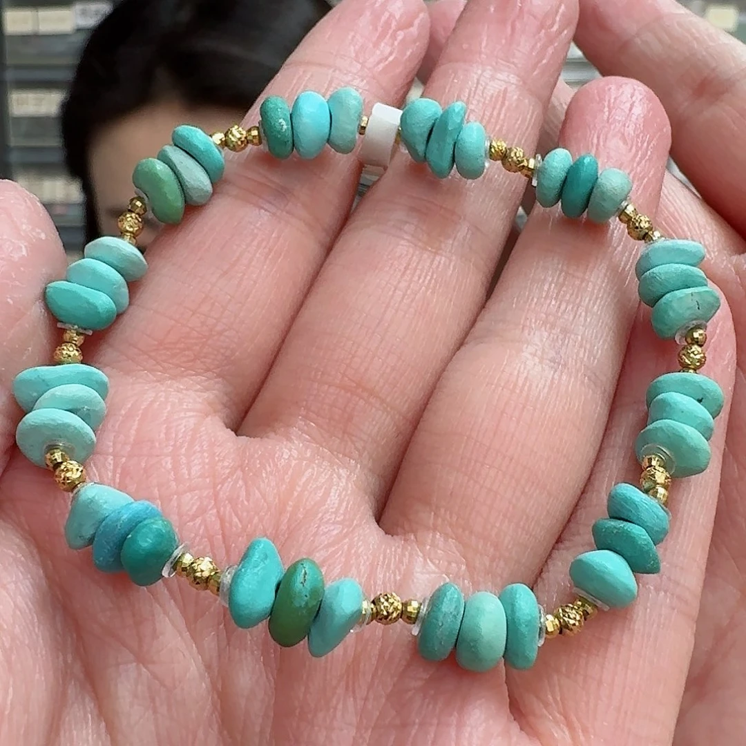 绿松石珠宝奇石18K金镶嵌