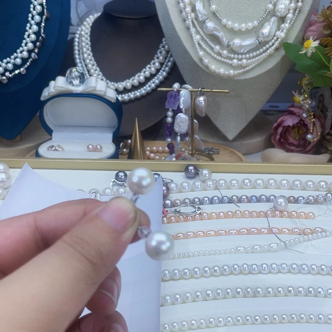 淡水珍珠耳饰银S925镶嵌