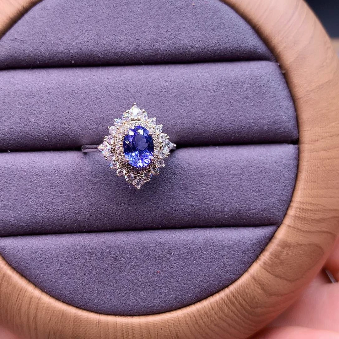 坦桑石戒指银S925镶嵌