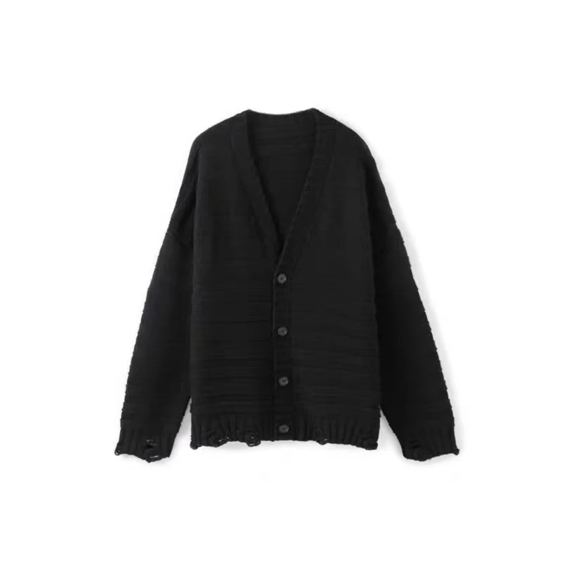 24年冬季新款时尚百搭宽松版破洞针织开衫KS002(25M4390)