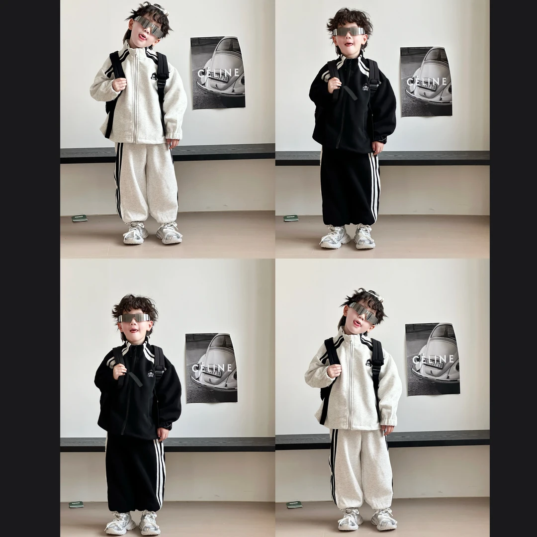 【K.baby专属】春季新款 韩版儿童休闲卡通刺绣儿童拼条套装-25863