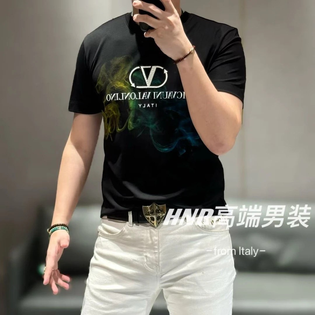 激光切割立体工艺迷雾幻彩字母点缀新品T恤55220