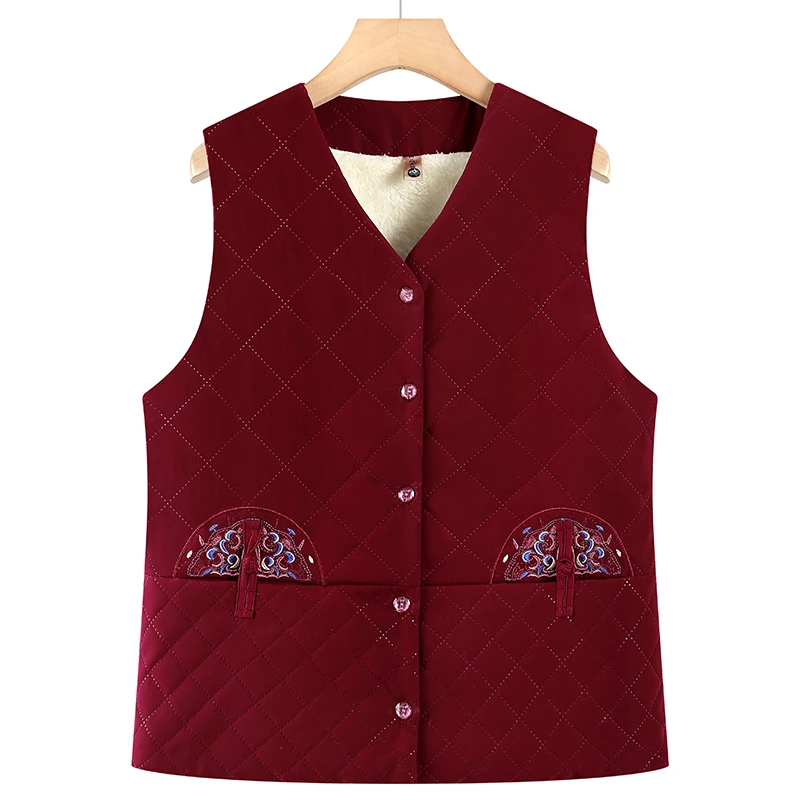 中老年女装秋冬新款加绒马夹大码妈妈装老人衣服奶奶装保暖马甲厚