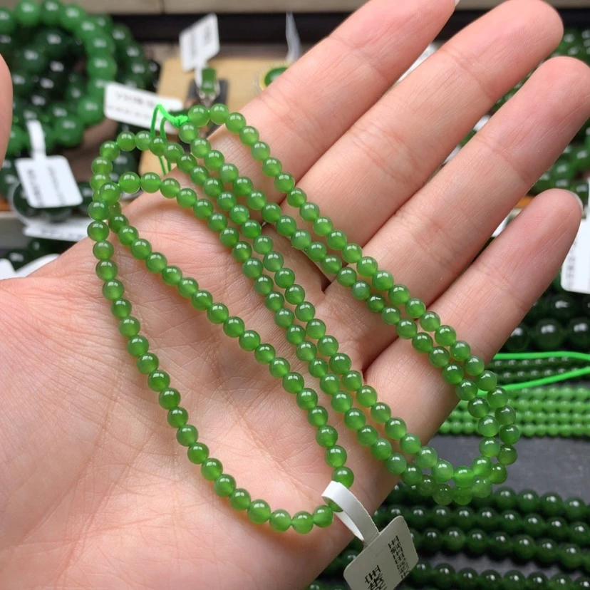 【闪购商品】颈饰未镶嵌和田玉（碧玉）4m阳绿无黑